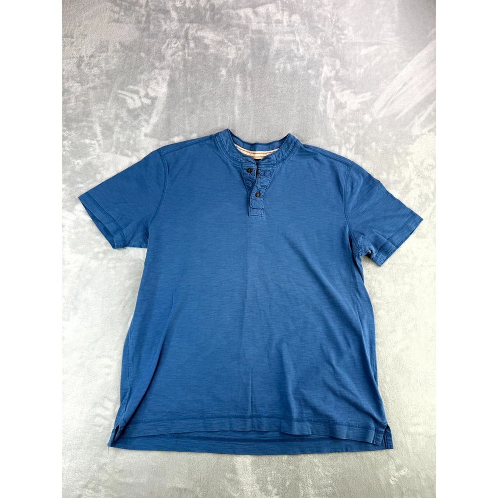 St. John's Bay Outfitters Henley Shirt Mens Large Blue Knit Cotton Everyday Wear